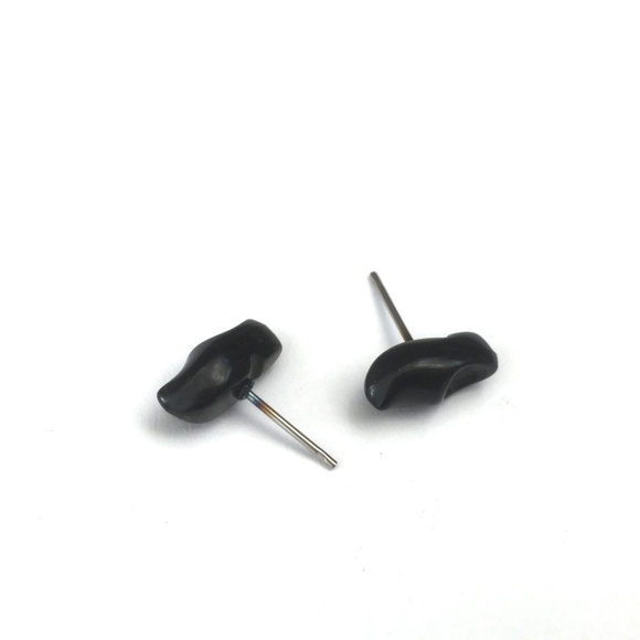 Black Tiny Clogs Vintage Lucite Stud Earrings - Picture 1 of 5